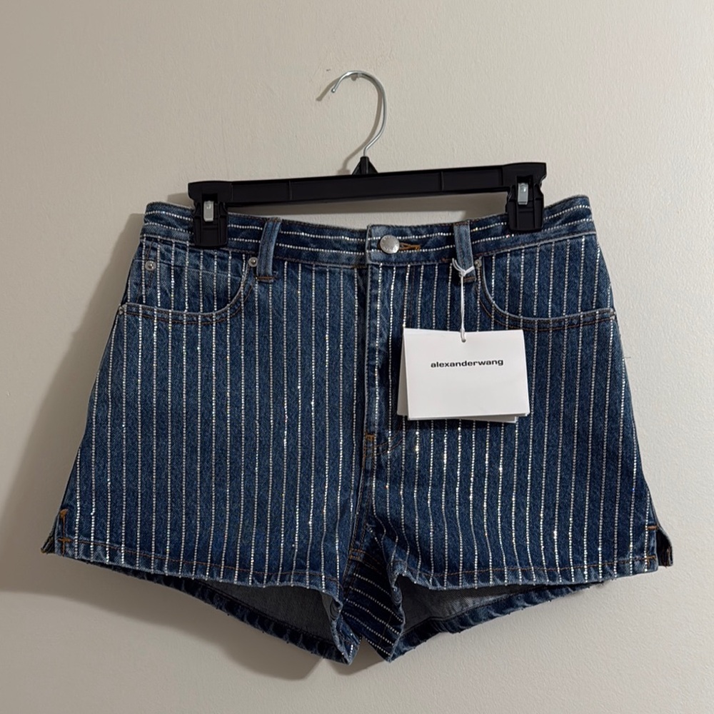 Alexander Wang Crystal Striped Shorts